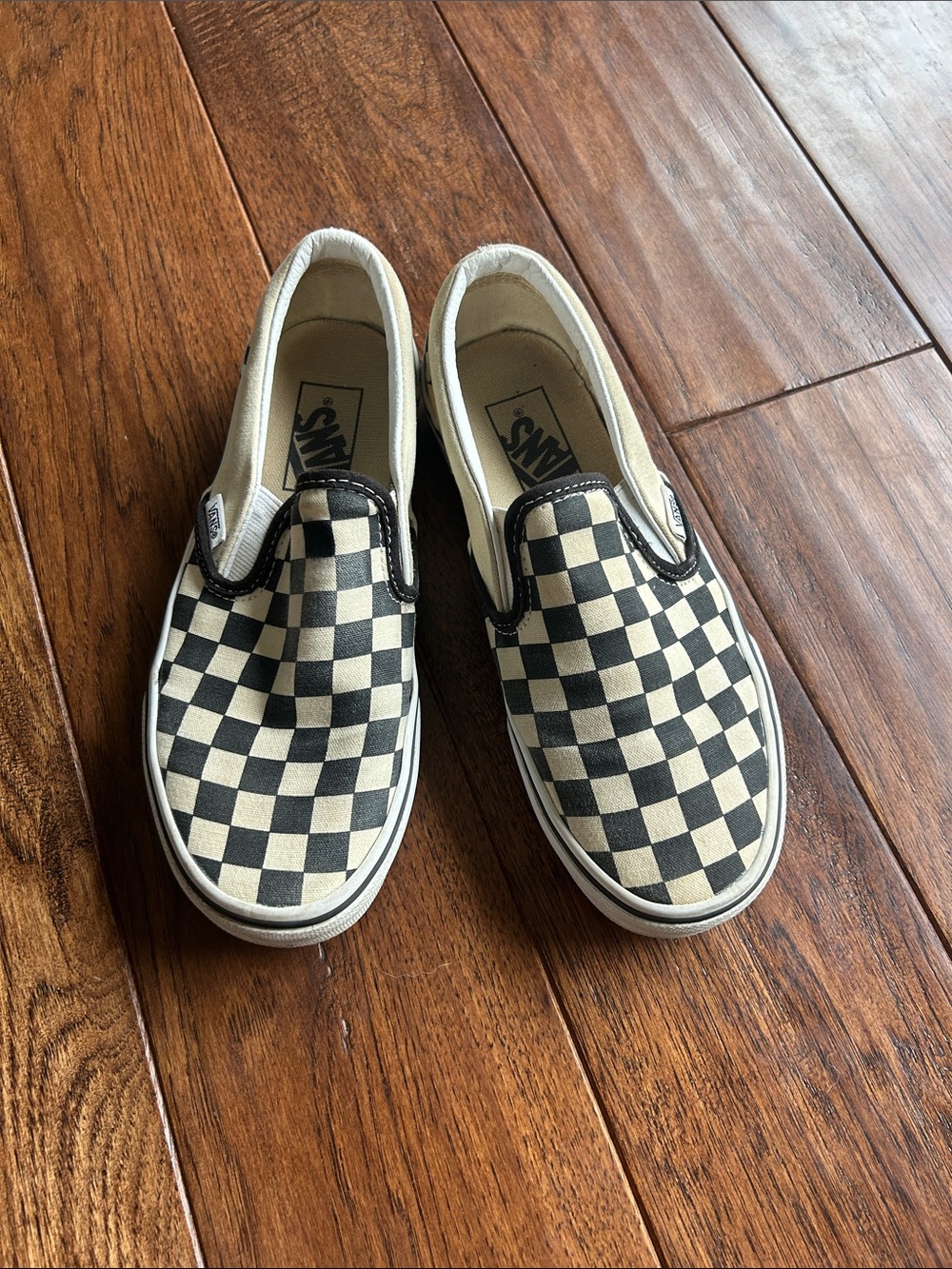 Vans Kids Slip-On Checkerboard Sneakers - Black and Cream